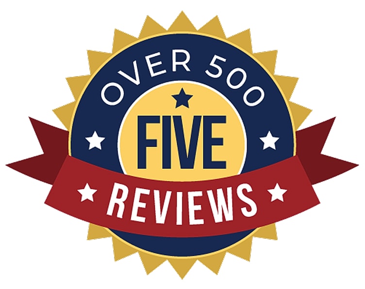 Over 500 five-star reviews badge.